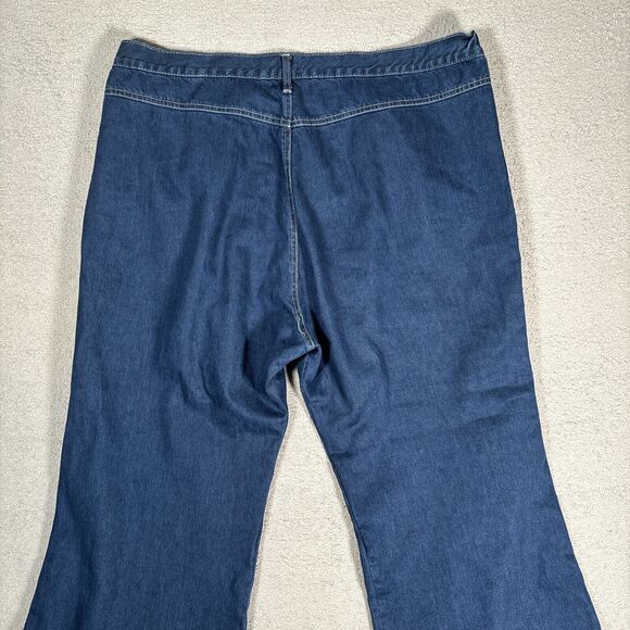 Cindy Ambuehl Women Plus Size 3X Blue Jeans Wide Leg Flare Slit Ankle Floral Y2K - Picture 11 of 12